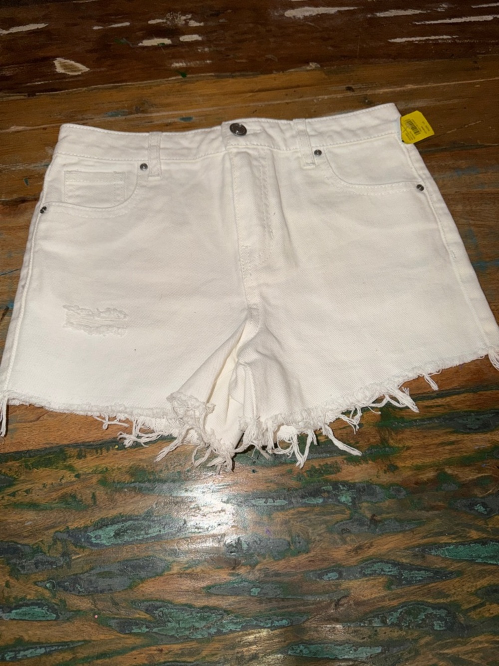 RSQ High-Rise White Denim Cutoff Shorts